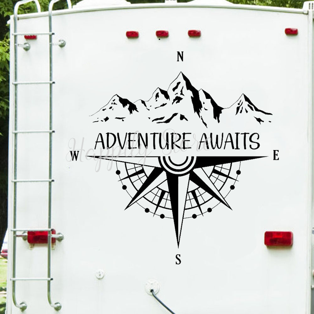 Outdoor Adventure Ideas - Stiker Campervan Petualangan Menanti Dinding Decal