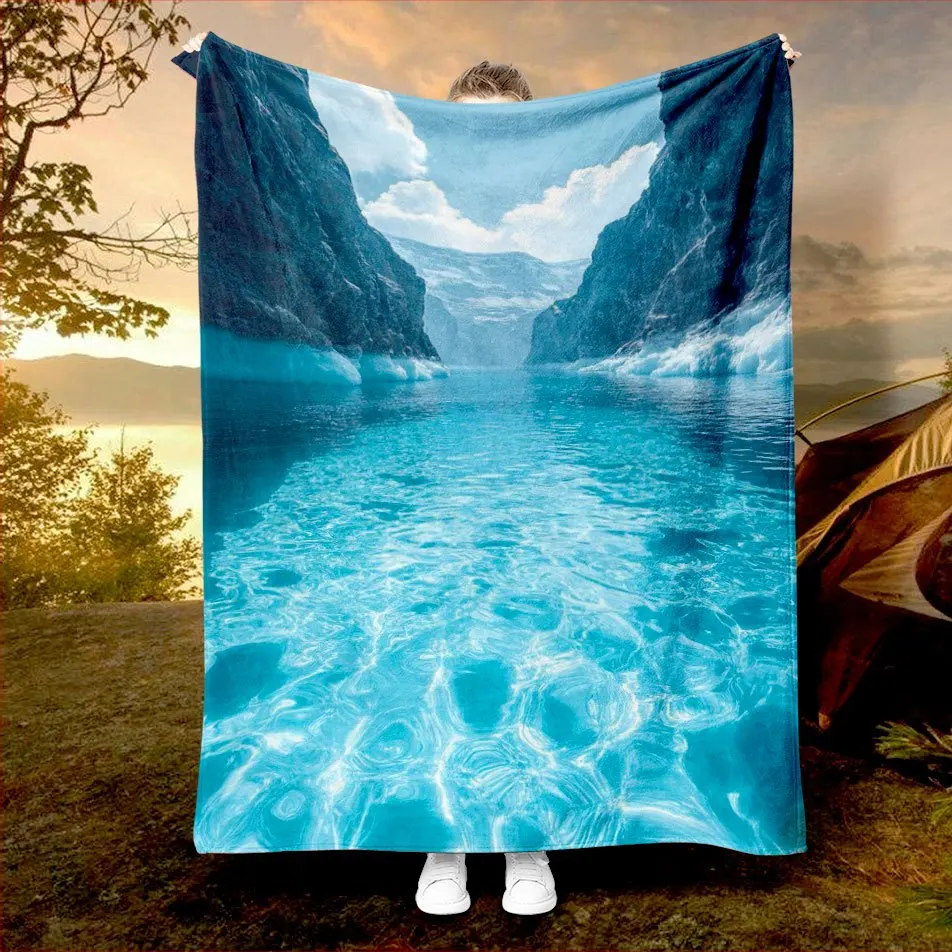 Outdoor Adventure Ideas - Selimut Pemandangan Gunung Danau Kristal Desain