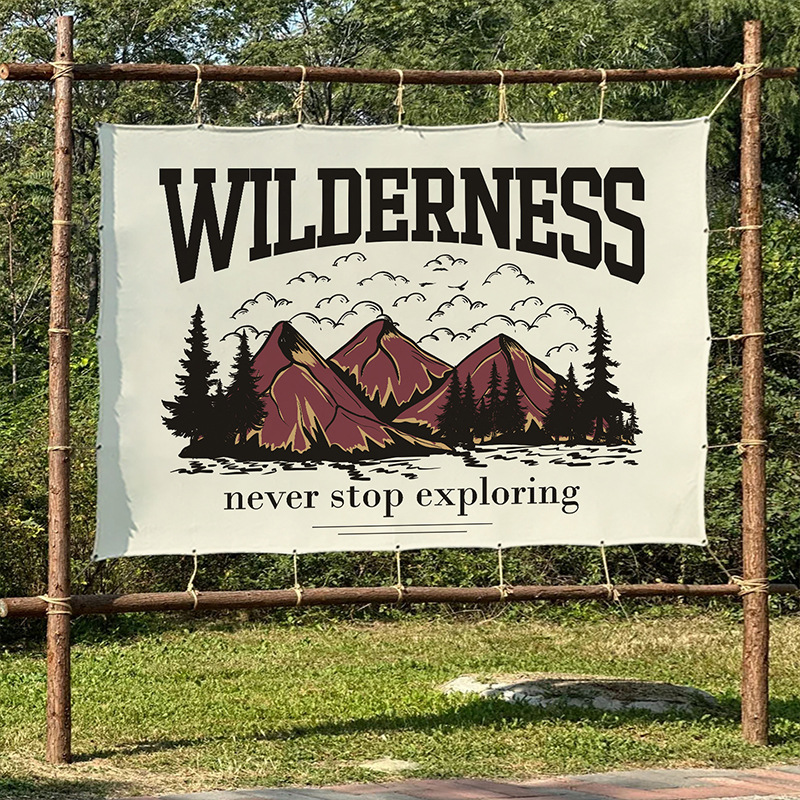 Outdoor Adventure Background - Tapestry Petualangan Vintage untuk Berkemah, Hiasan