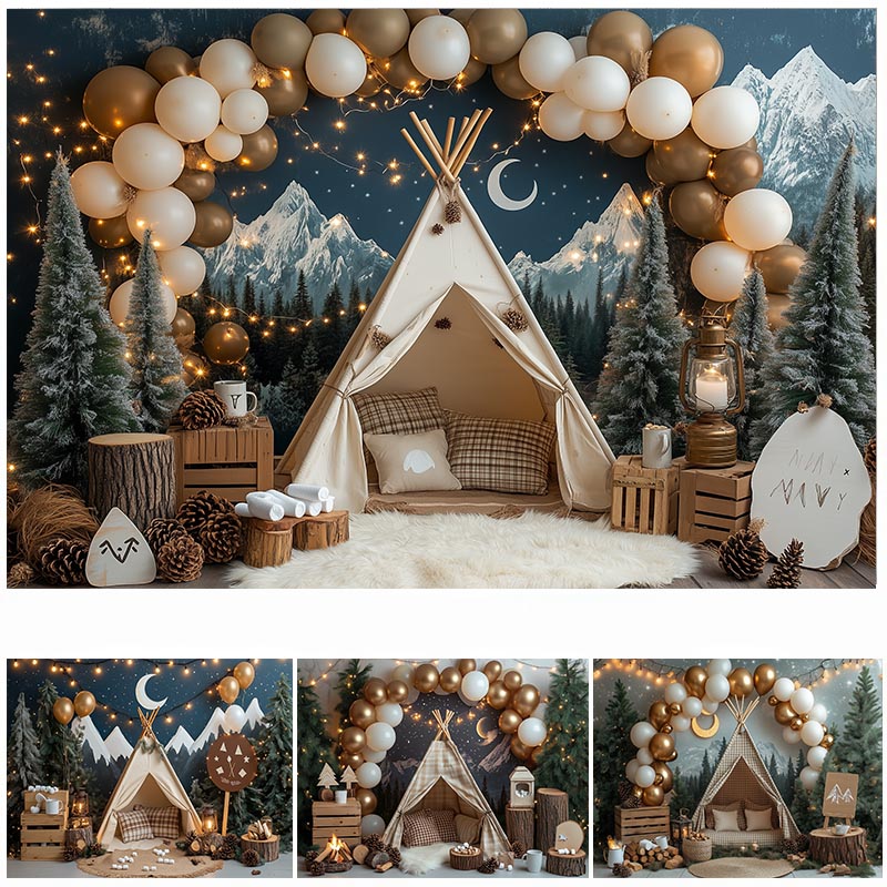 Outdoor Adventure Background - LS Latar Belakang Fotografi Berkemah Malam