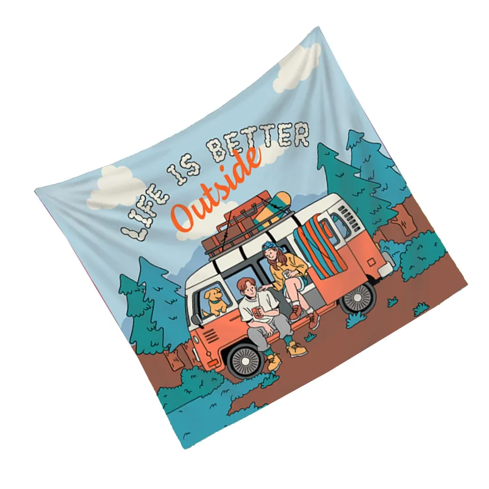 Tapestry Camper Van Retro, Hia - Outdoor Adventure Background ulasan dan harga