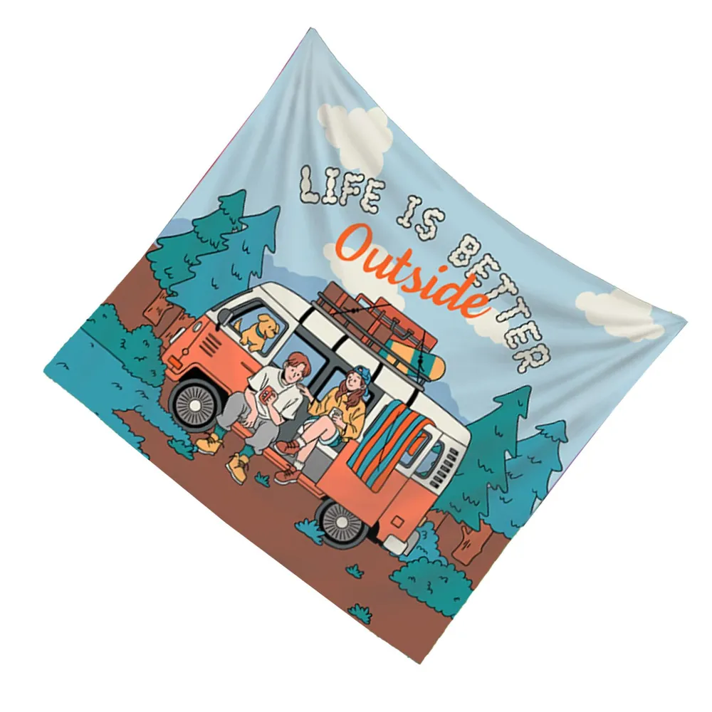 Tapestry Camper Van Retro, Hia - Outdoor Adventure Background ulasan dan harga
