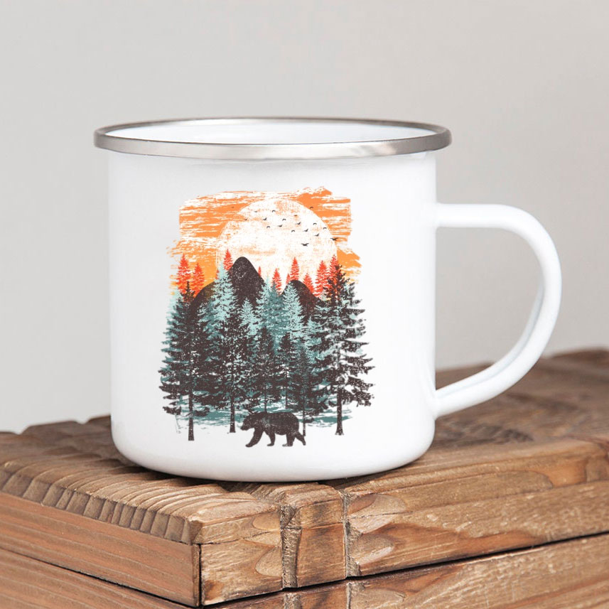 Forest Camp Mug Kopi Enamel, P - Outdoor Adventure Ideas ulasan dan harga