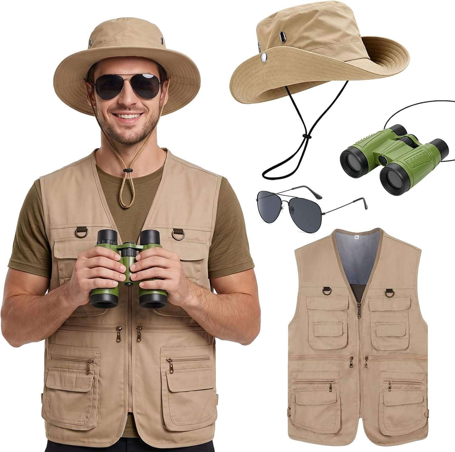 4 Pcs Set Kostum Safari Pria u - Zoo Outdoor Adventure Set ulasan dan harga